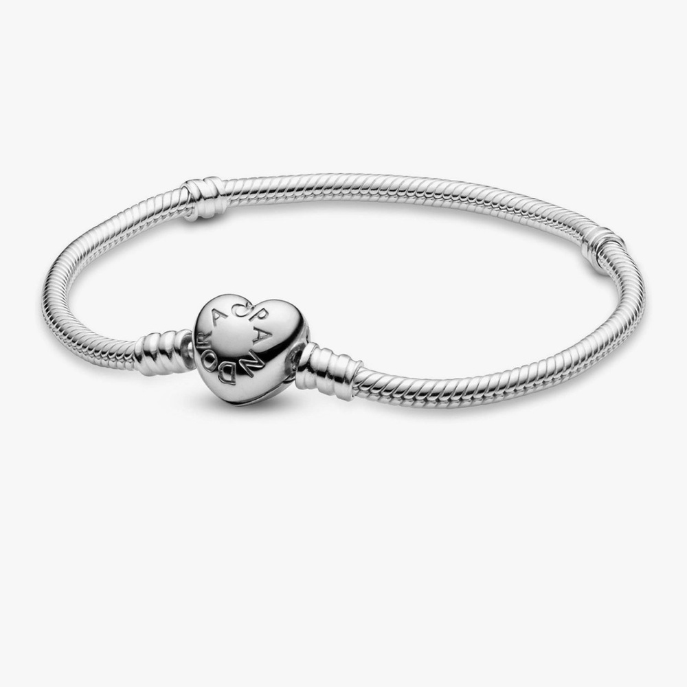 PANDORA Moments Heart & Snake Chain Bracelet/ Sterling Silver/NWT